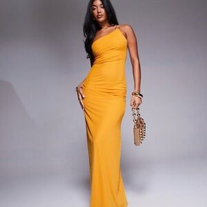 ASOS One-Shoulder Golden Yellow Evening Gown